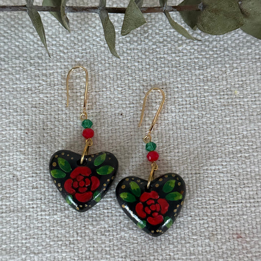 Rose Heart Shaped Earrings