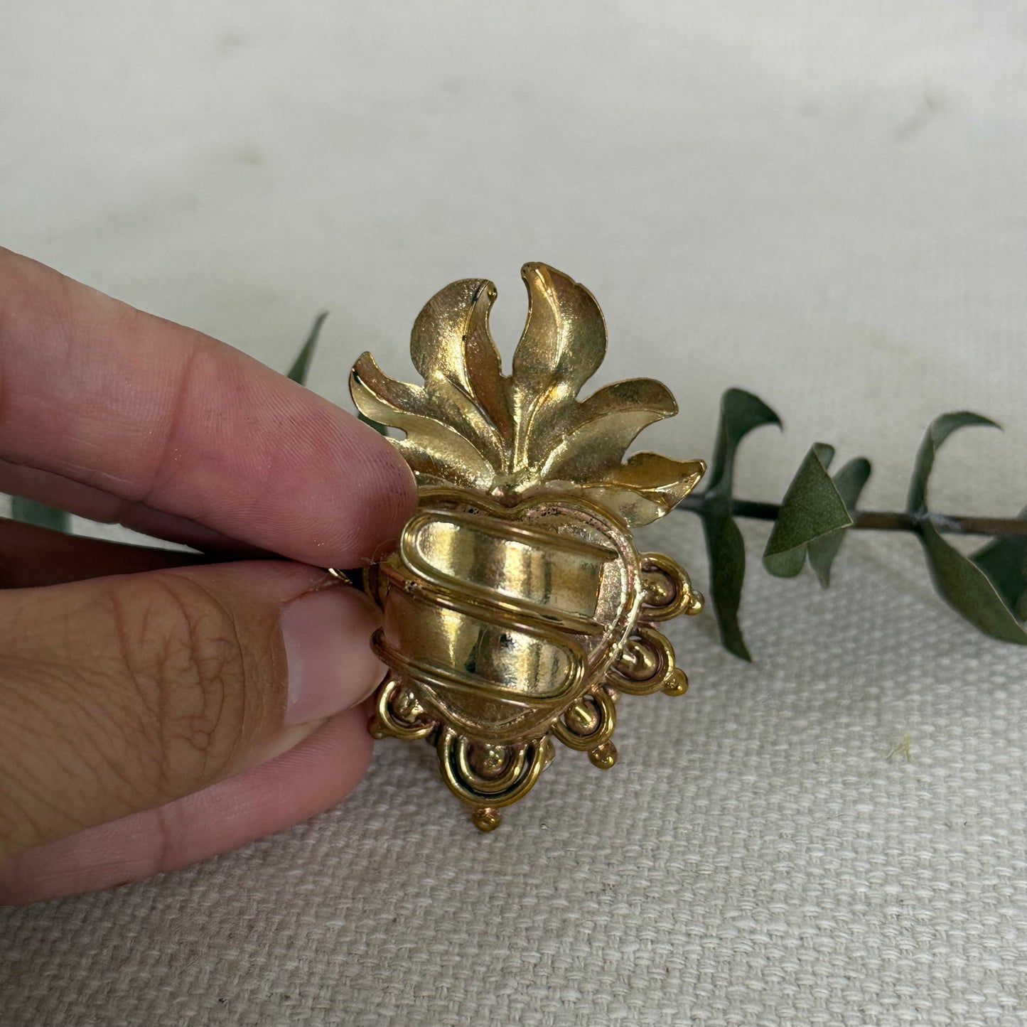 Red & Gold Sacred Heart Ring