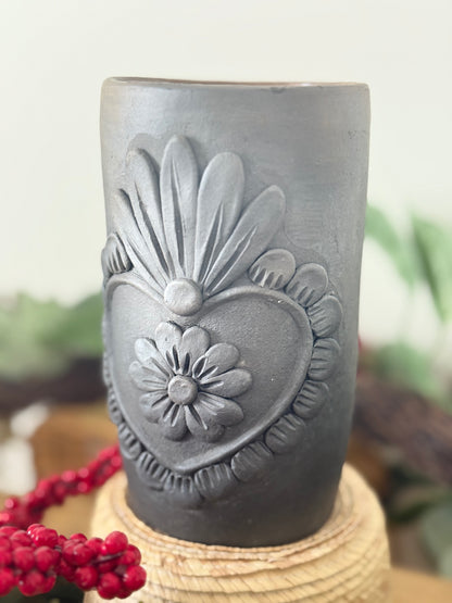Sacred Heart Smoked Clay Tall Cup - 3D