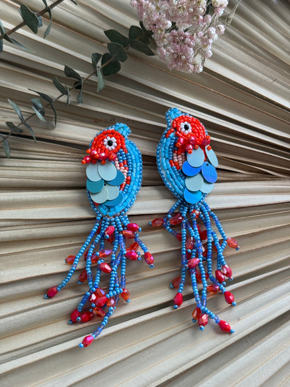 Beaded Tropical Bird Earrings