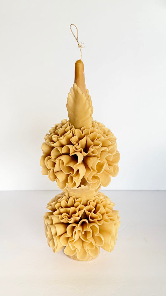Handmade Beeswax Double Candle - Neutral Cream