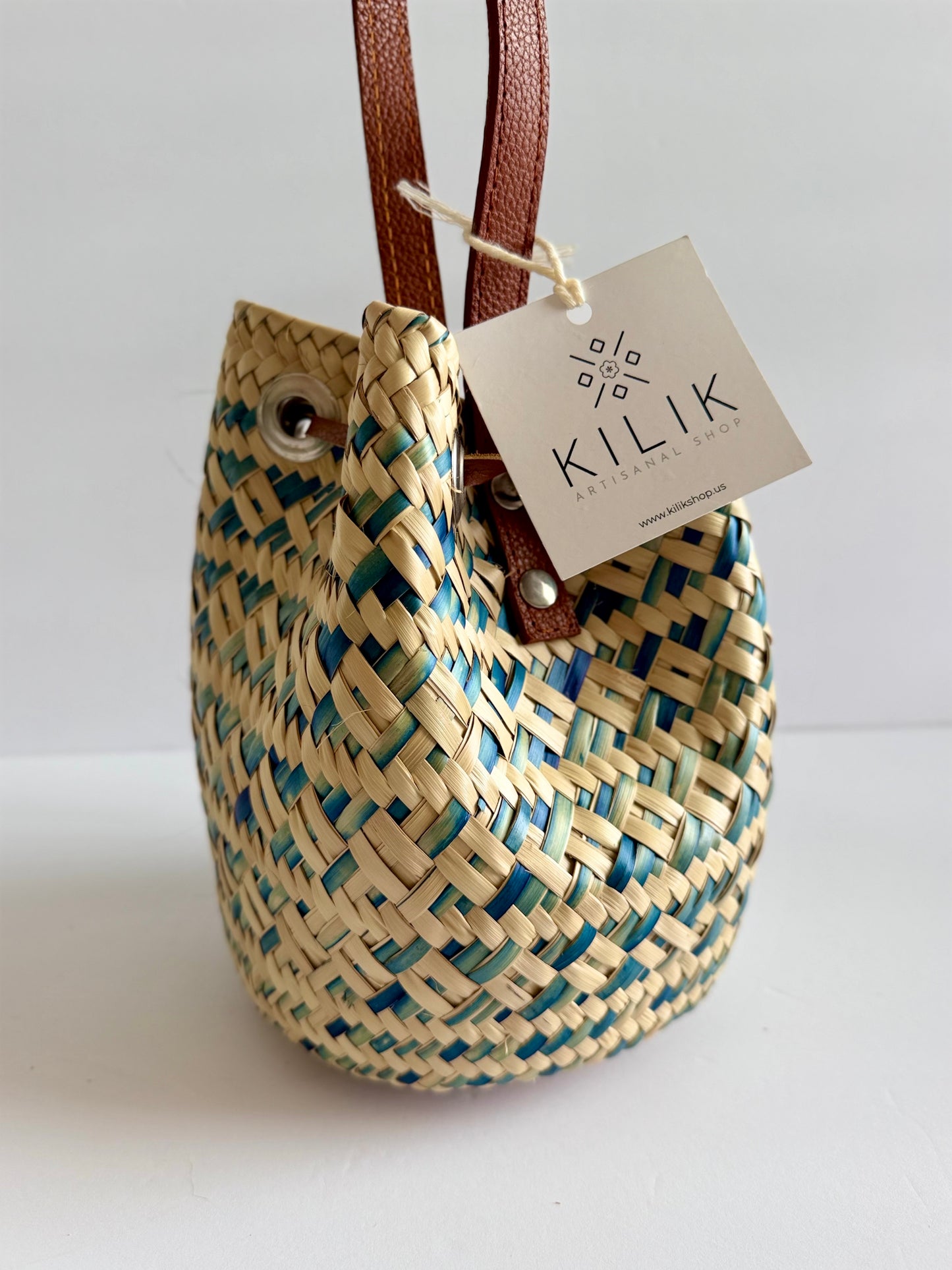 Mini Palm Bucket Handbag - Blue