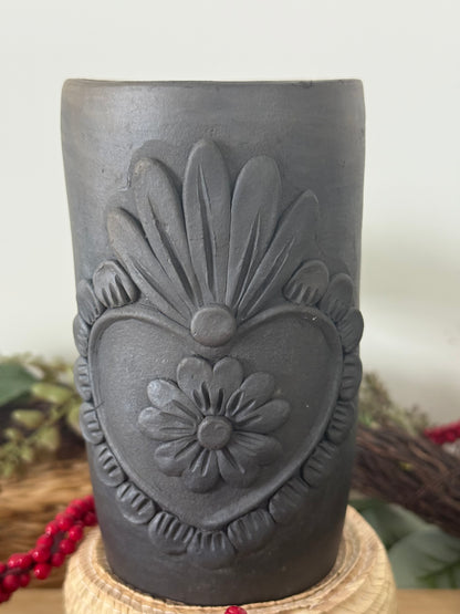 Sacred Heart Smoked Clay Tall Cup - 3D