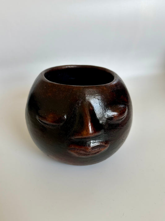 Clay Bowl Face Planter (Dark Brown)
