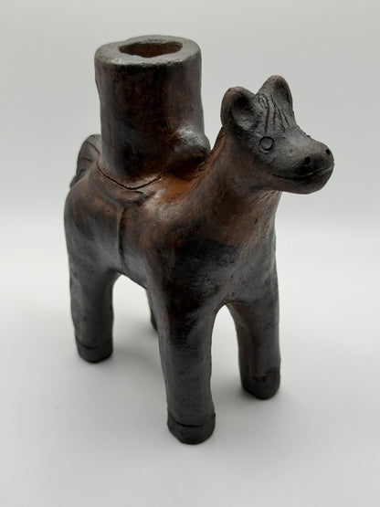 Clay Horse Figure Candle Holder