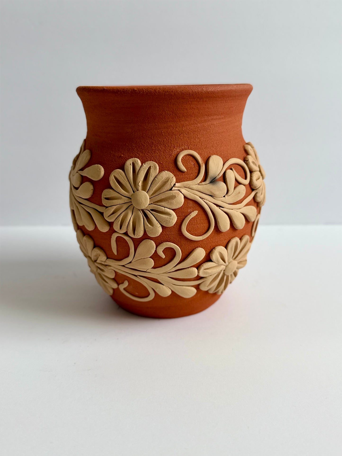 Embroidered Clay Vase
