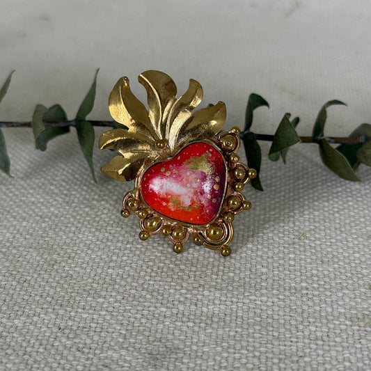 Red & Gold Sacred Heart Ring