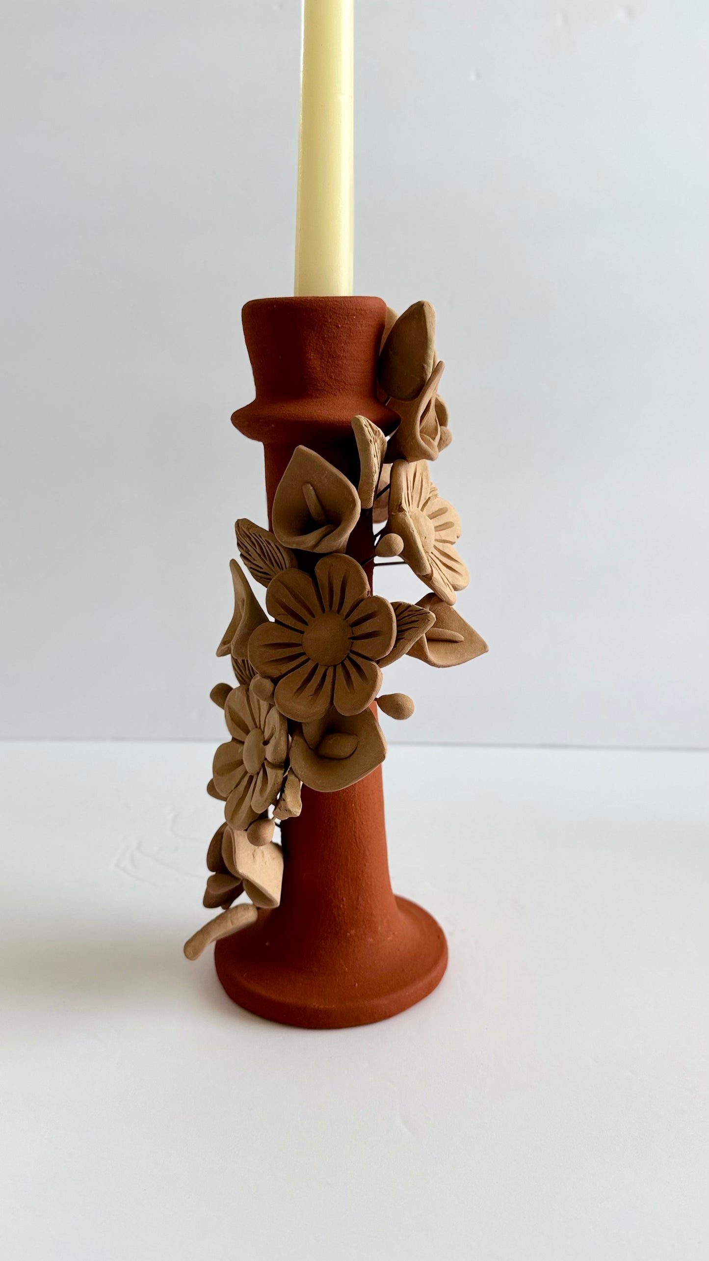 Handmade Clay 3D Flower Candleholder - Two Tone
