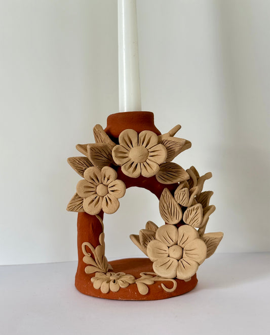 Handmade Clay Candleholder - Red