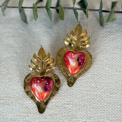Red Sacred Heart Earrings