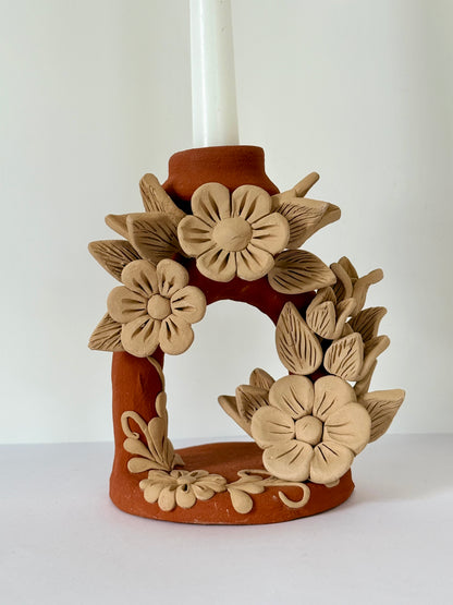 Handmade Clay Candleholder - Red