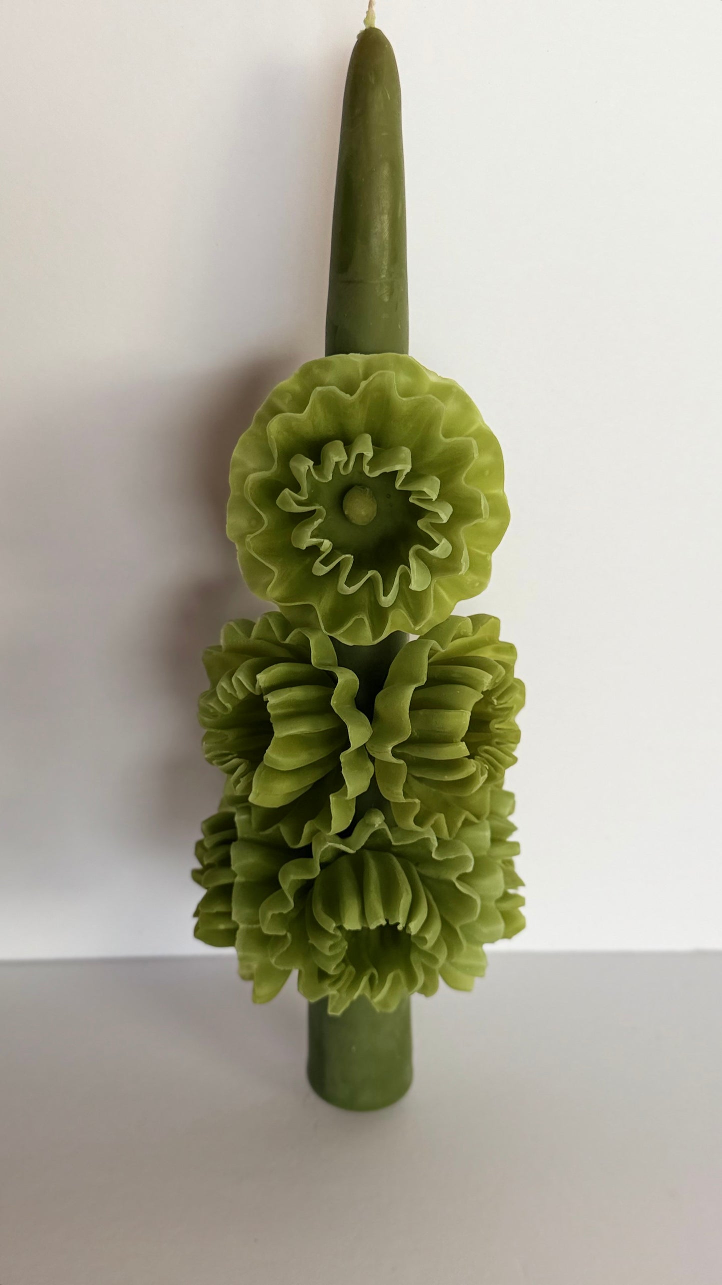 Handmade Beeswax Candle - Olive Green