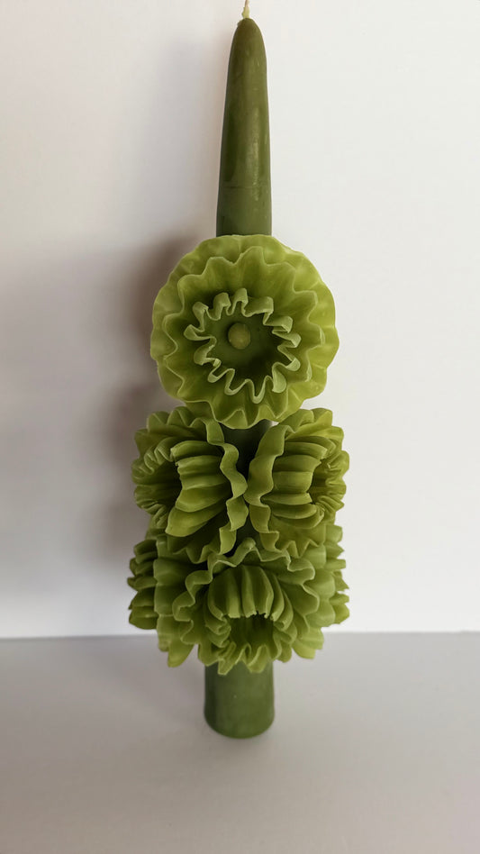 Handmade Beeswax Candle - Olive Green