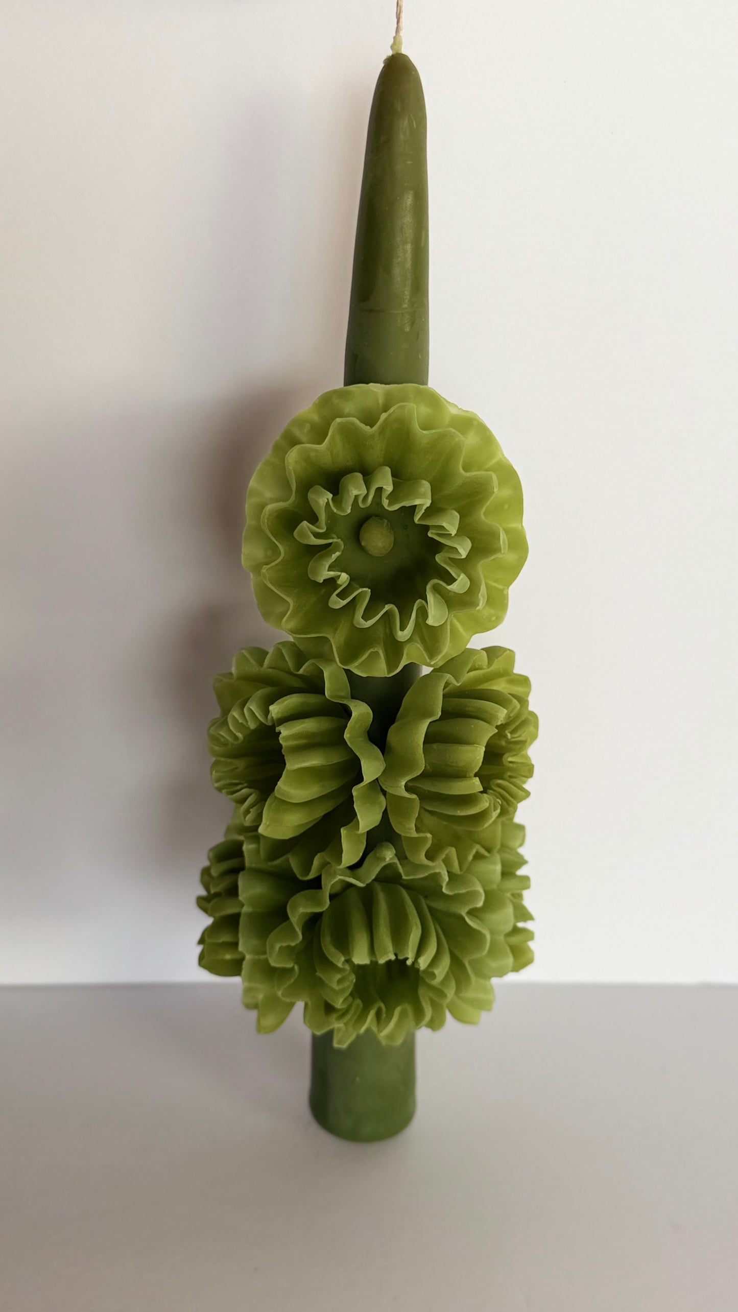 Handmade Beeswax Candle - Olive Green