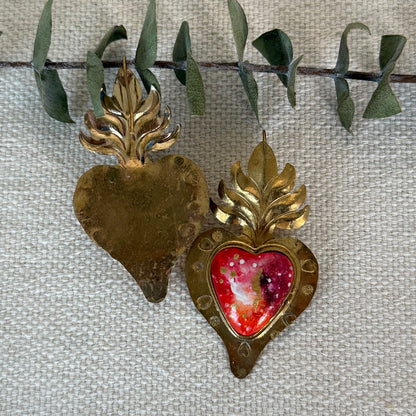 Red Sacred Heart Earrings