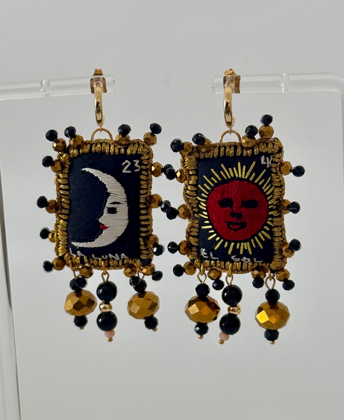 Black Loteria Earrings Sol/Luna
