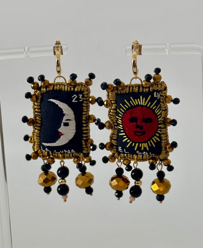 Black Loteria Earrings Sol/Luna