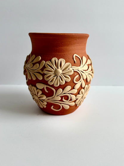 Embroidered Clay Vase
