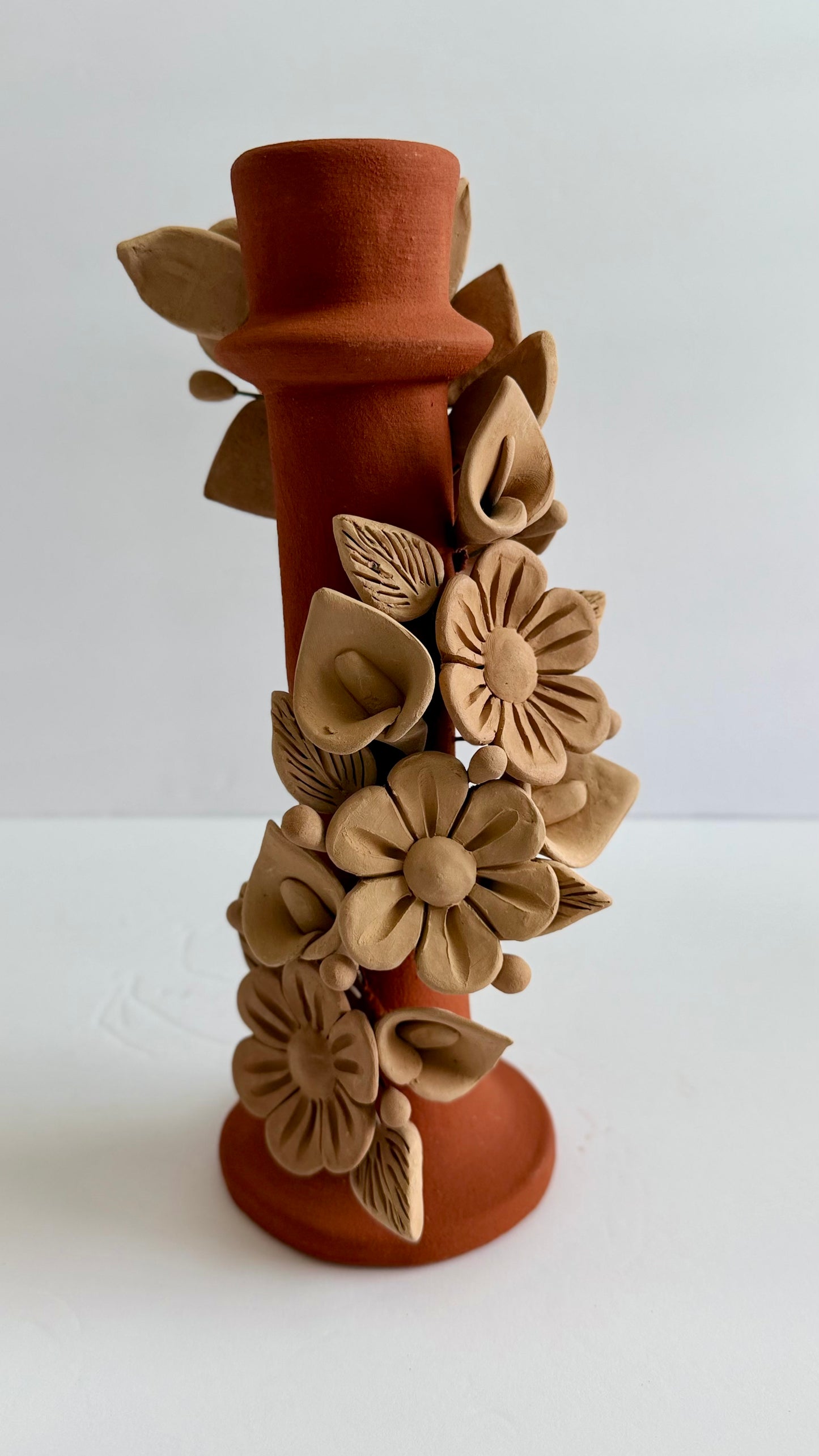 Handmade Clay 3D Flower Candleholder - Two Tone