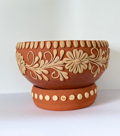 Intricately Designed Floral Vessel with Separate Base
