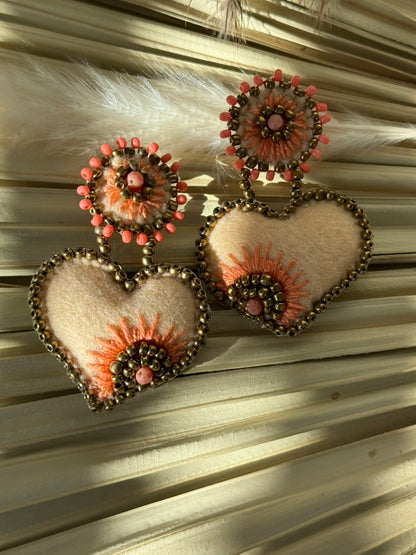 Heart Shaped Earrings - Dusty Pink