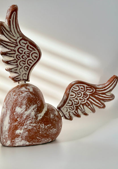 Rustic Tabletop Heart with Wings