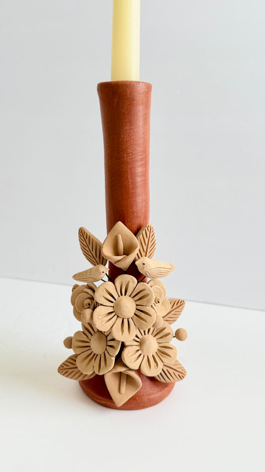 Handmade Clay 3D Flower Candleholder - Two Tone