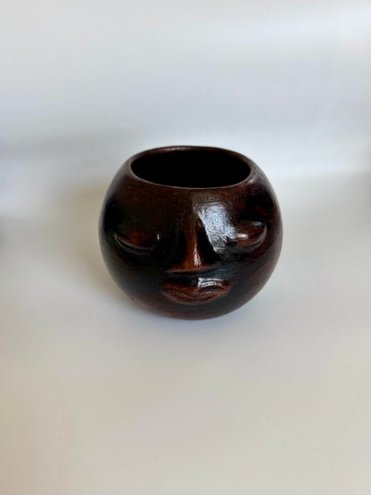 Clay Bowl Face Planter (Dark Brown)