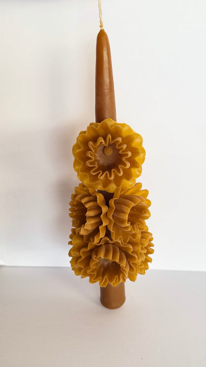 Handmade Beeswax Candle - Mustard Yellow