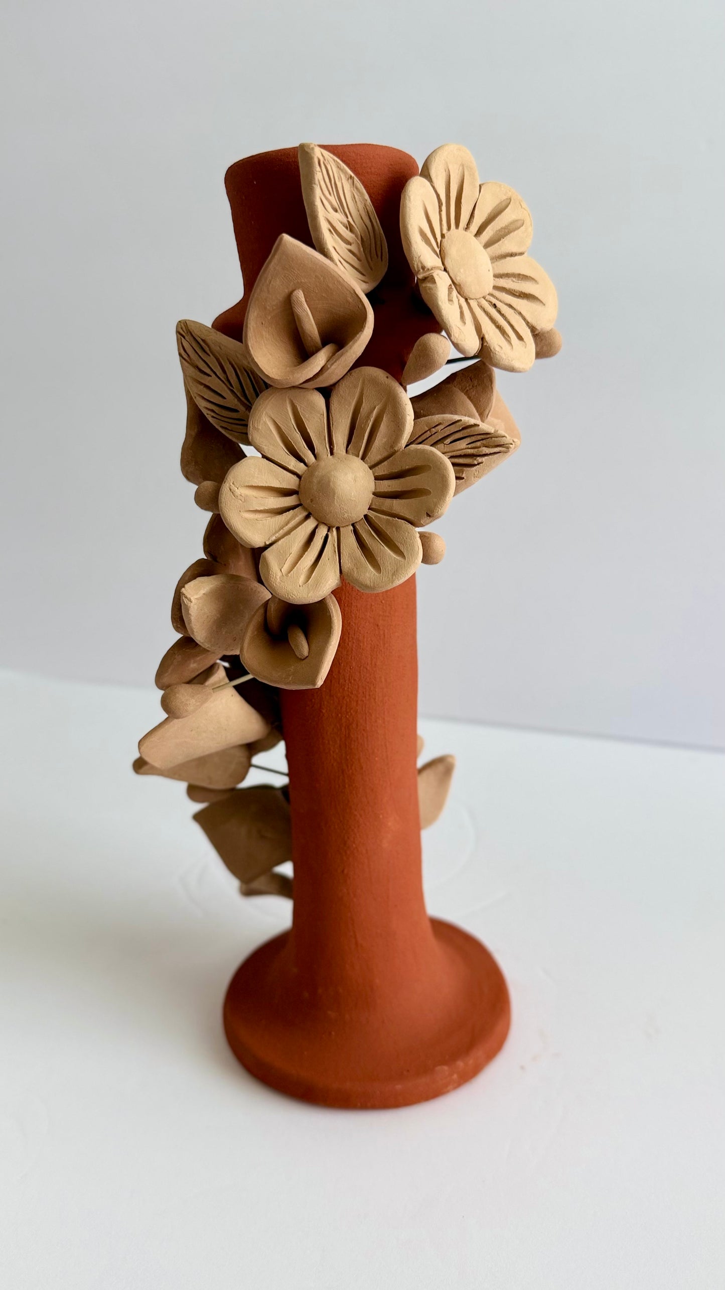 Handmade Clay 3D Flower Candleholder - Two Tone