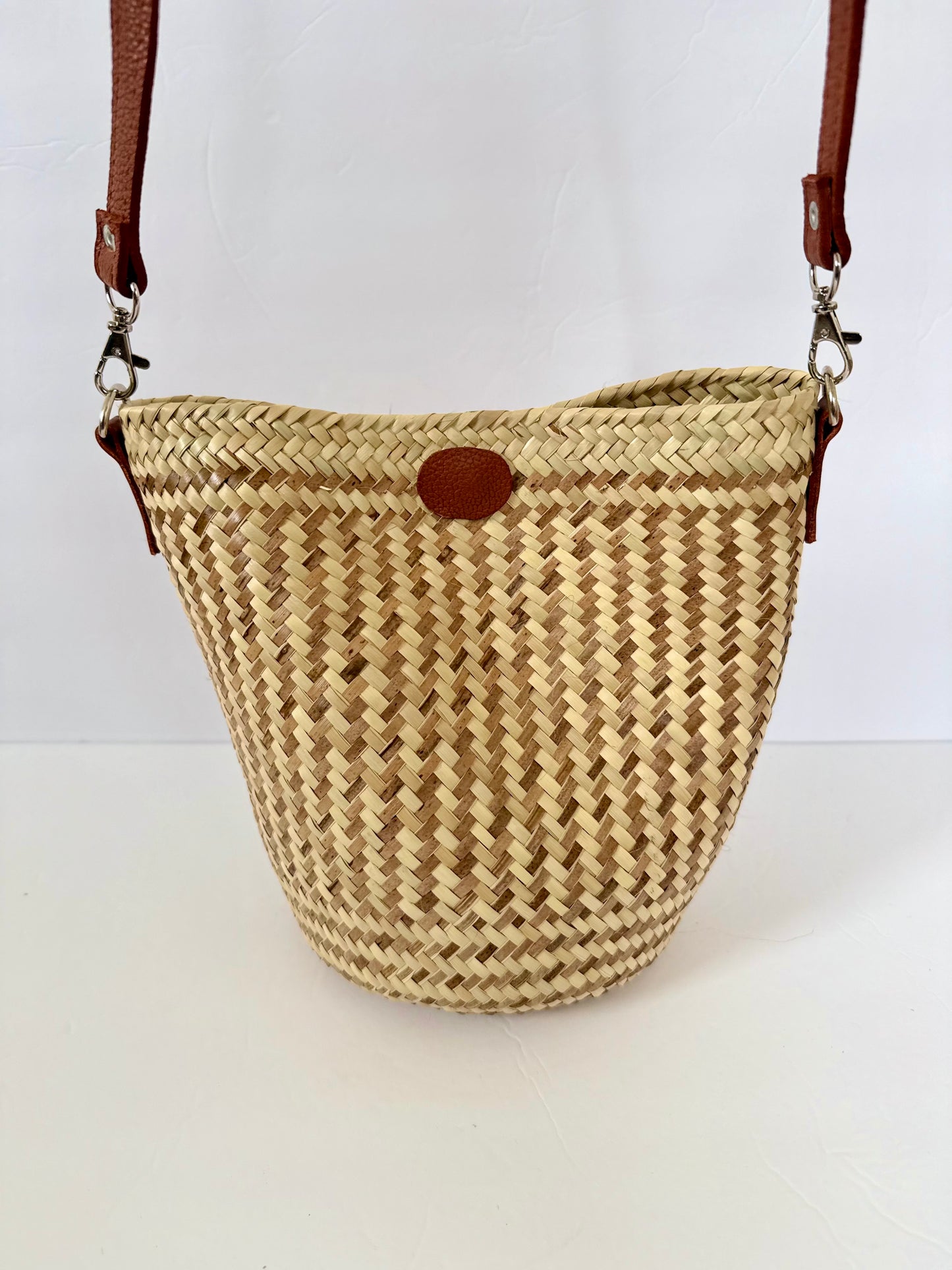Handwoven Brown Palm Bag