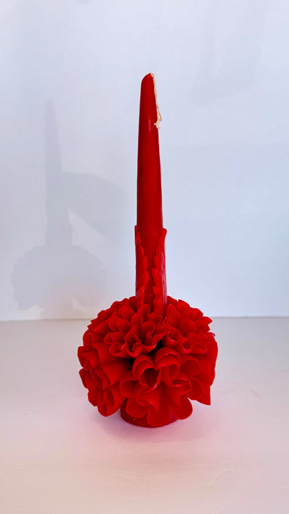Handmade Beeswax Candle - Red