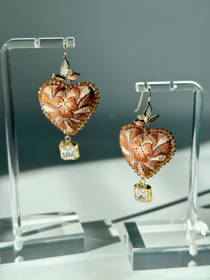 Brown/Beige/Grey Embroidered Filigrana Earrings