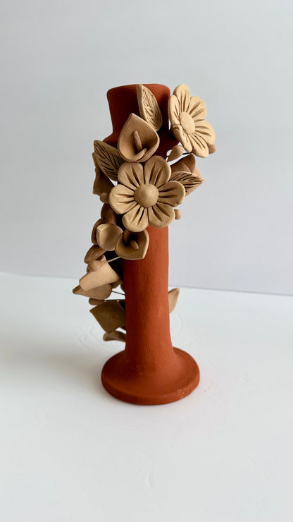 Handmade Clay 3D Flower Candleholder - Two Tone