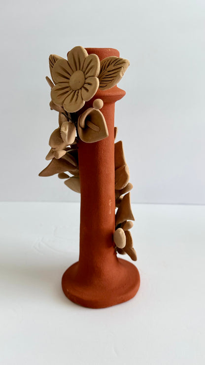 Handmade Clay 3D Flower Candleholder - Two Tone