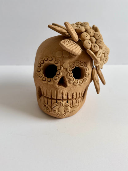 Embroidered Dia De Muertos Skull - Natural