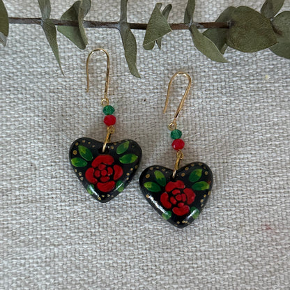 Rose Heart Shaped Earrings