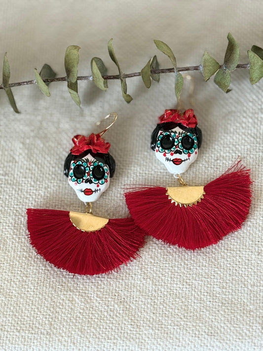 Catrina Red Fan Earrings