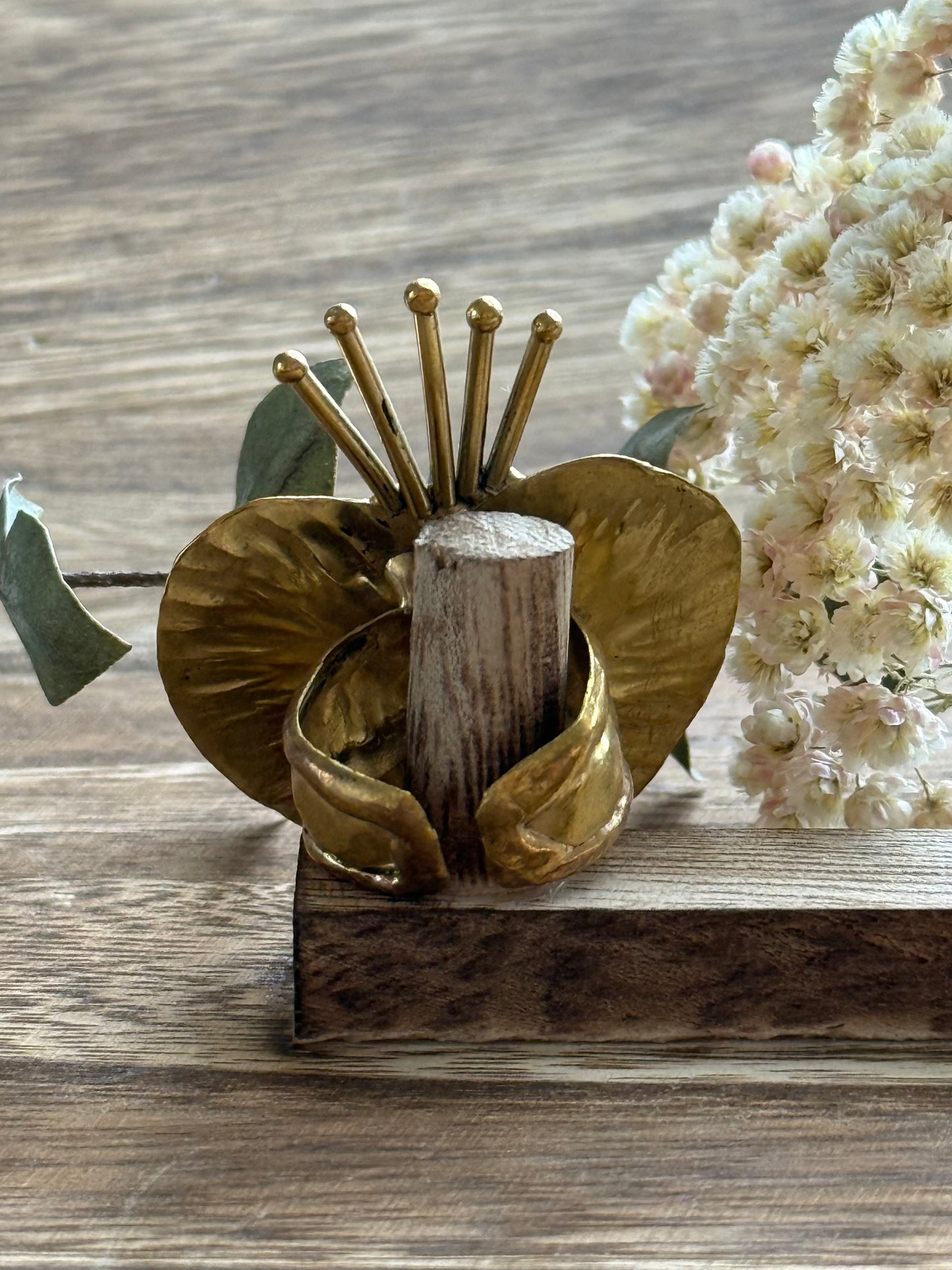 Adjustable Sacred Heart Ring - Red/Gold