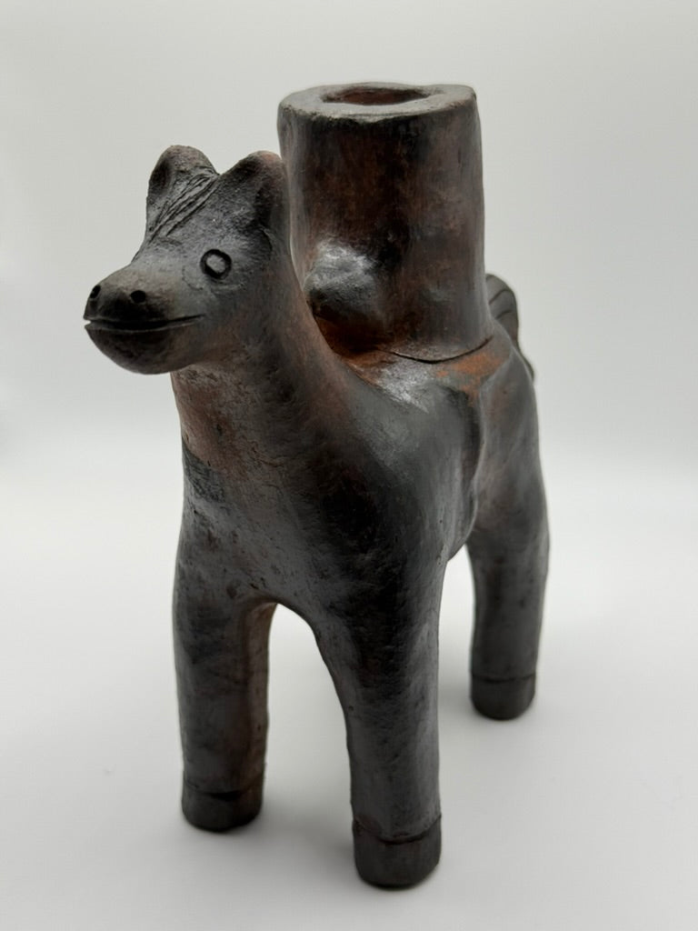 Clay Horse Figure Candle Holder