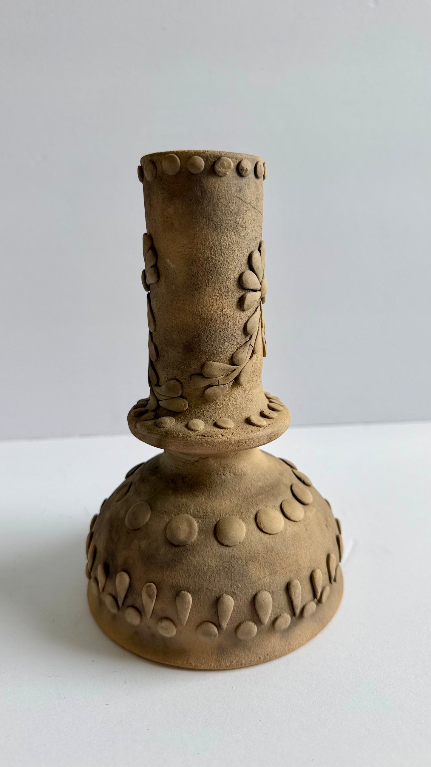 Smoked Clay Candleholder - Embroidered