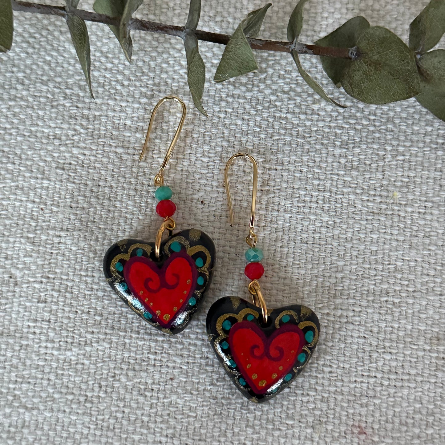 Red Heart Shaped Earrings