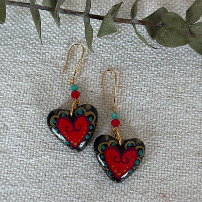 Red Heart Shaped Earrings