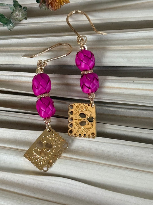 Palm & Dia De Muertos Charm Earrings - Pink