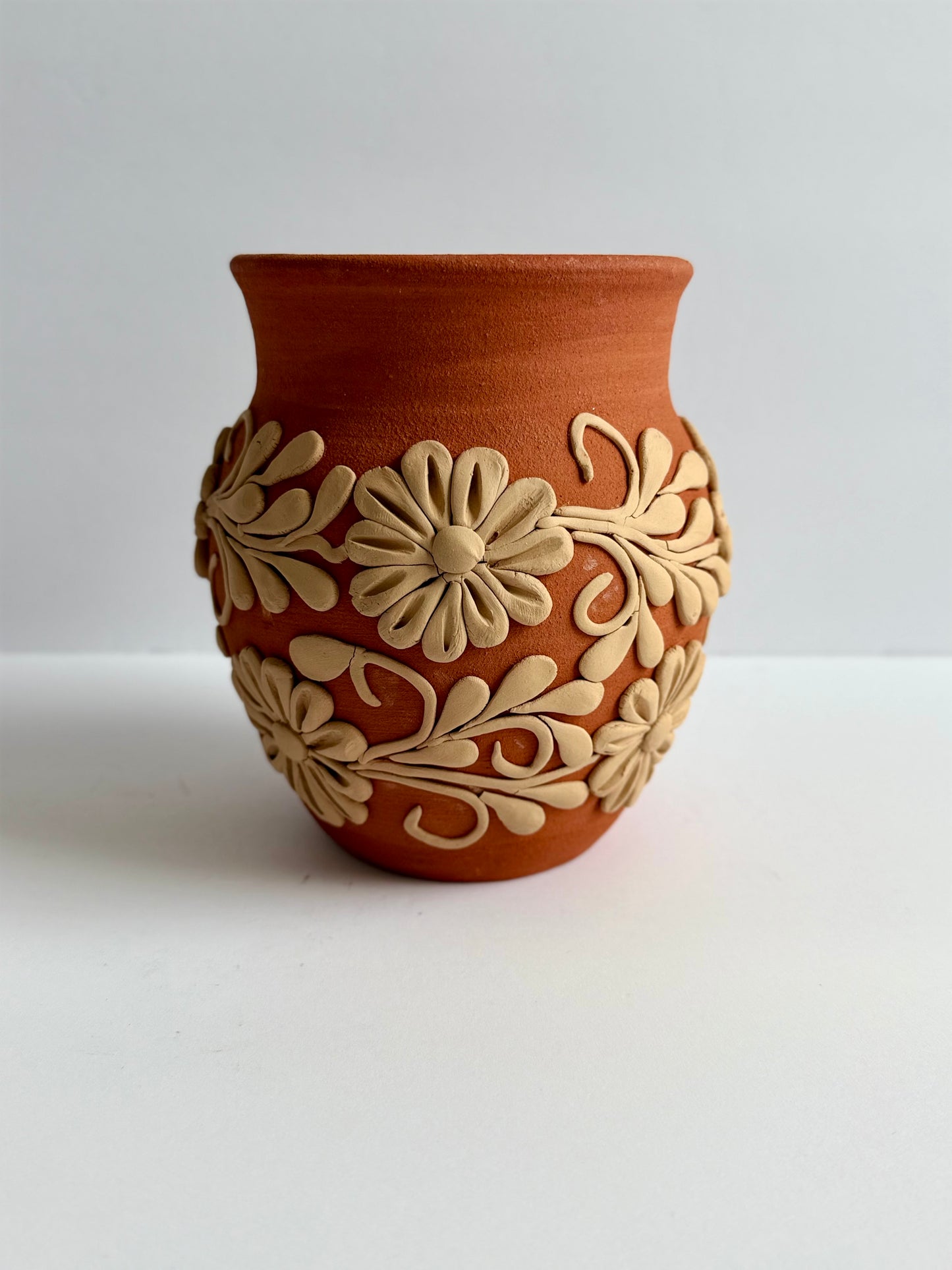 Embroidered Clay Vase