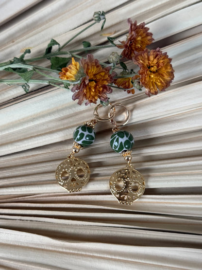 Talavera Catrina Earrings - Olive Green