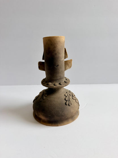 Smoked Clay Candleholder - Alcatraz 3D Flowers