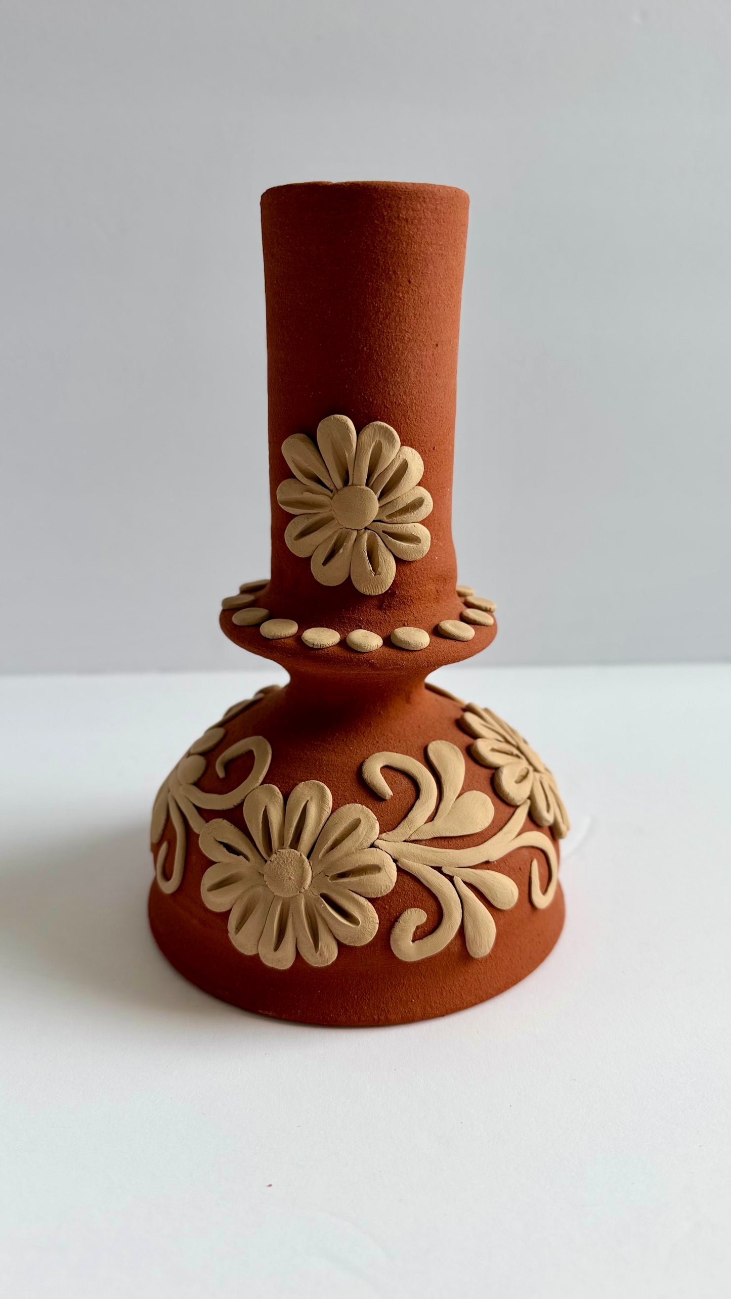 Clay Embroidered Candleholder