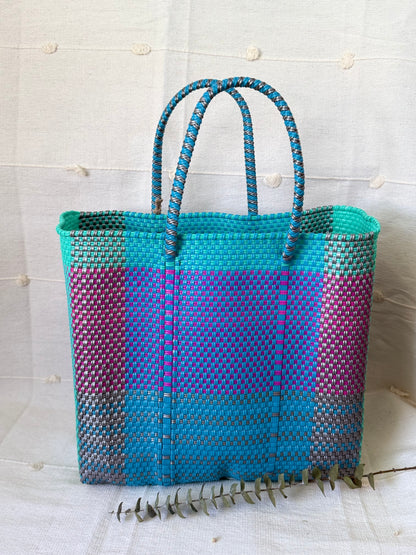 Handwoven Recycled Plastic Tote - Medium Size