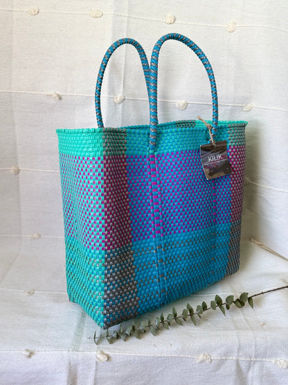 Handwoven Recycled Plastic Tote - Medium Size